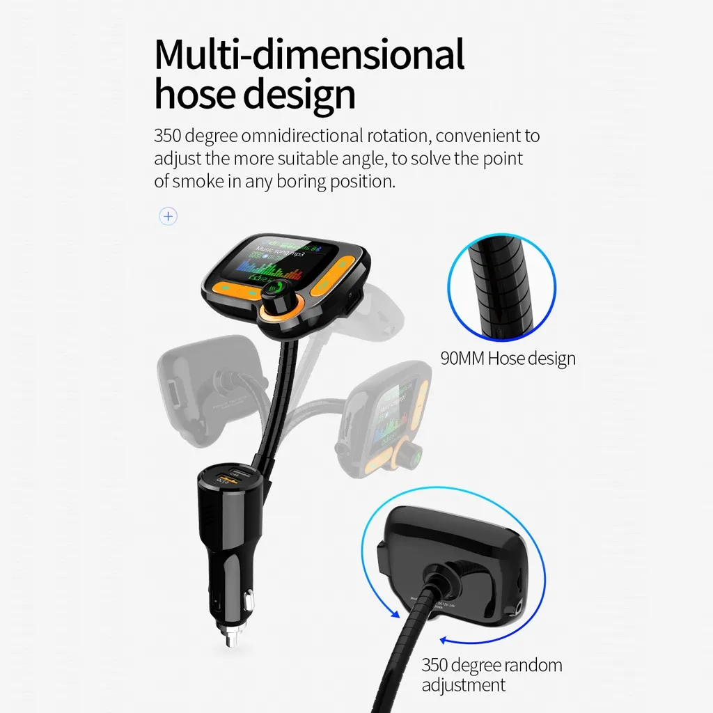 Bluetooth 5,0 Fm передатчик автомобиля 1.77in экран беспроводной радио адаптер Mp3 Плеер Музыкальный Плеер На Авто Магнитолу#10