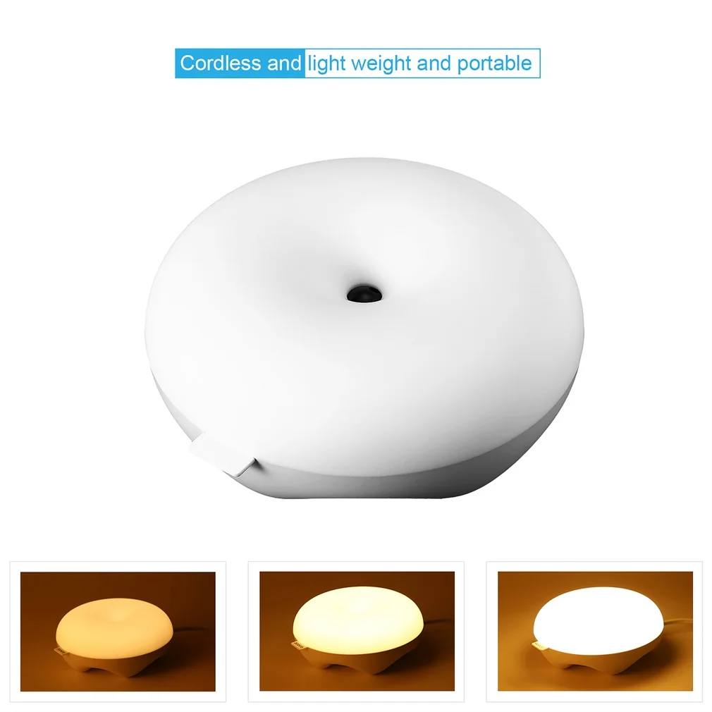 ICOCO Smart Gesture Sensor Light LED Magic Sensor Lamp USB Fast Charging Port Donut Shape Cordless Portable Q7 White