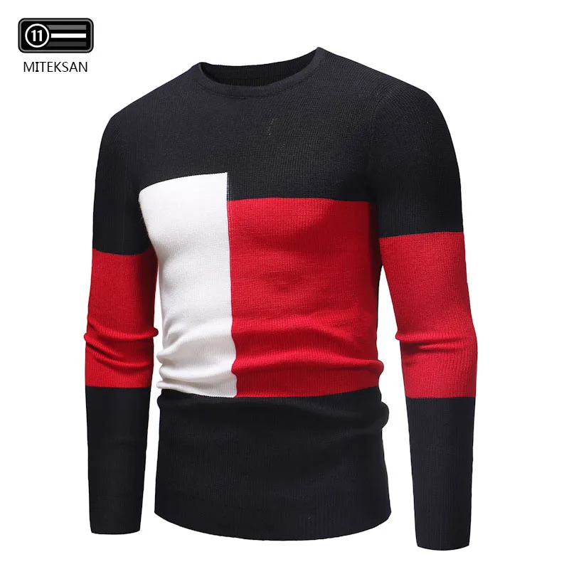

MITEKSAN 2019 New design Winter Mens Sweater Truien Pullover Slim Fit casual Long Sleeve Sweater Mens Knitted Sweaters Big Size