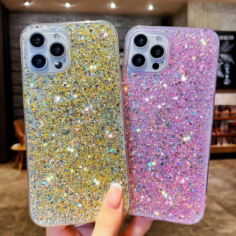 Per Samsung S21 Ultra S20 FE Nota 20 Ultra 10 Plus Custodia Glitter Cover Samsung Galaxy A52 A72 A32 A71 A51 A70 A50 A21S A1_voghion.com