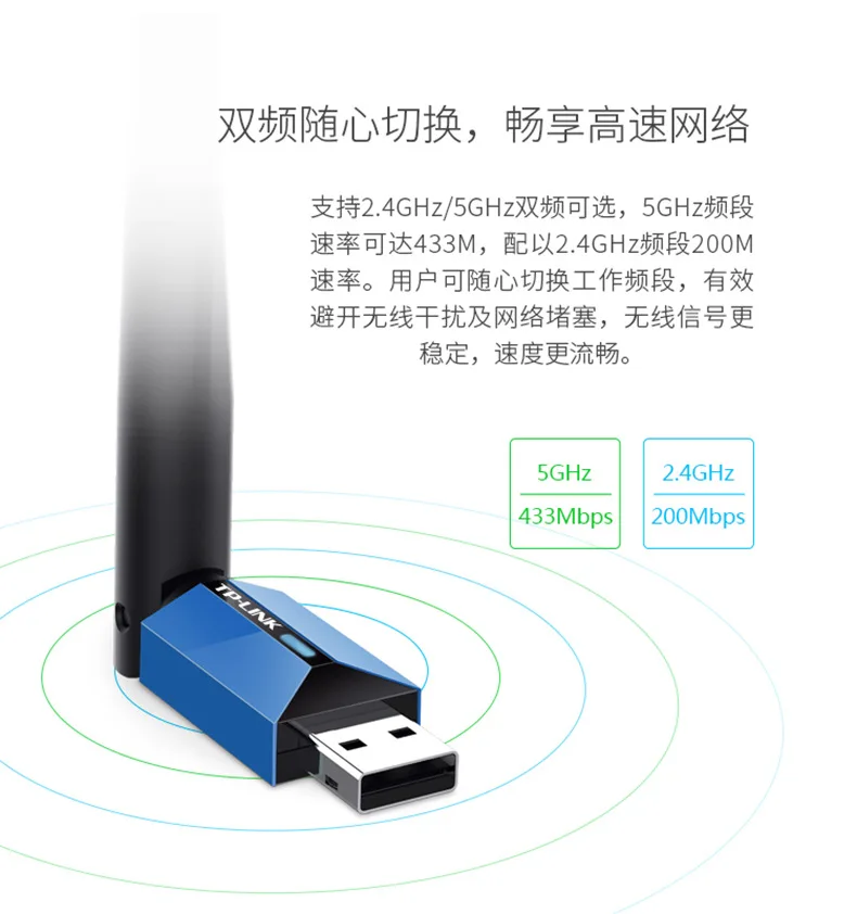 TP-Link Free Drive версия 650 м двухчастотный USB беспроводной сетевой адаптер настольный Wi-Fi приемник Tl-wdn5200h