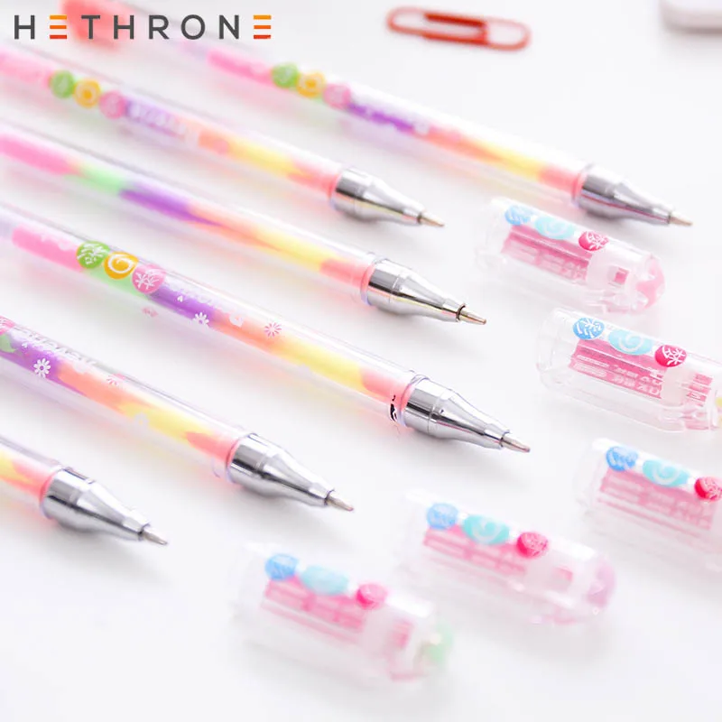 Hethrone 1 шт. 0,5 мм Корея граффити ручка на водной основе ручка Fineliner Art Mark ручка Акварельная ручка Радуга градиент рисунок штрих ручка - Цвет: Белый