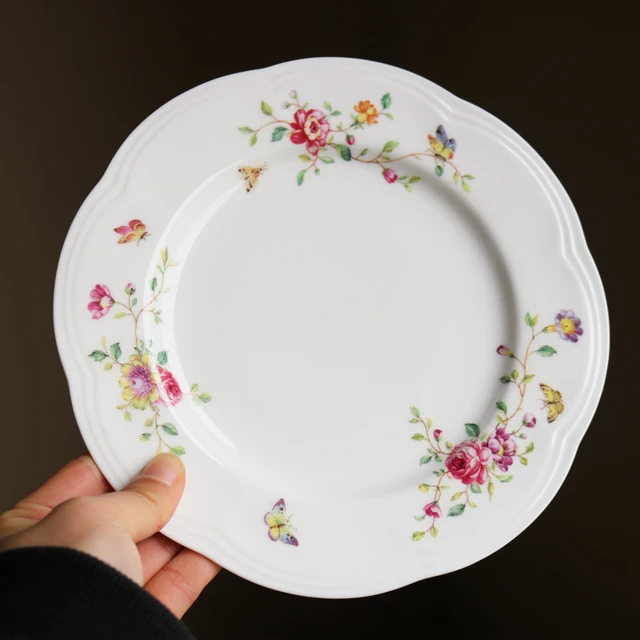 8-inch ceramic dinner plate butterfly and flower dessert plate 4