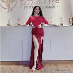 Belly Dance Practice Clothes Autumn and Winter Dress Modal Velvet Cover Belly Beginner Practice Clothes New Belly Dance Dress