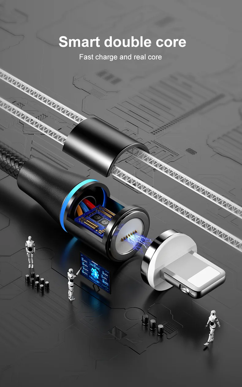3A Magnetic Cable Fast 3A For iPhone XS XR Quick Micro Usb Type C Cord Cable For Xiaomi Samsung Phone Charging Data Cord (4)