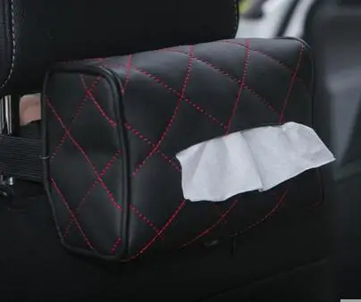 

Car Leather Armrest Seat Back Red Wine Tissue Box Auto Pumping Cassette Holder Creative Removable Paper Napkin Box Organizer