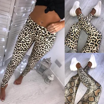 

Women Leggins Fashion Leisure Leopard Print Pants Casual High Waist Leggings Stretch Pencil Trousers Jeggings Leggins mujer W10