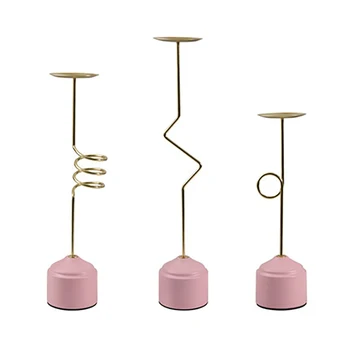 

Pink Simple Nordic Modern Gold Lantern Geometric Metal House Candle Holder Ceramic Holders Tealight Oil Lamp Wrought Iron W