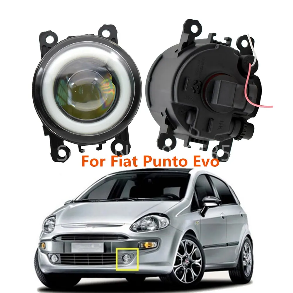 

2x Car LED Fog Lights 90mm Round Angel Eye Daytime Running Light For Fiat Punto EVO 2010 2011 2012