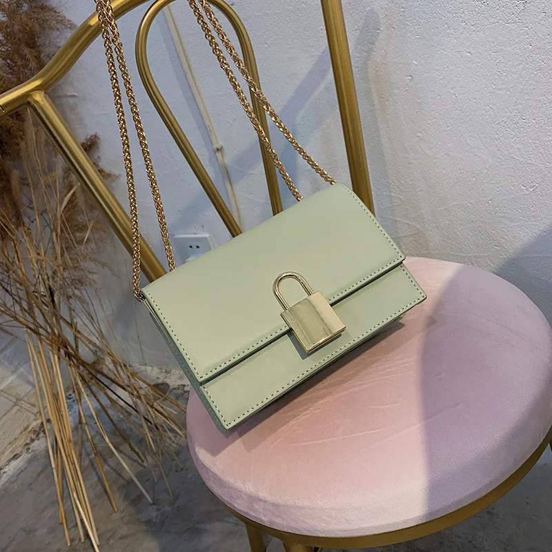 

2019 new Korean fashion small lock female bag Single Shoulder Bag Satchel simple leisure chain small square bag