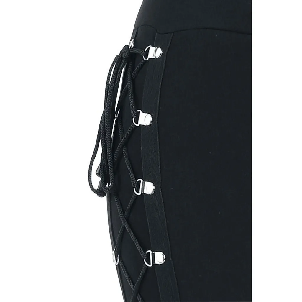Jeans Skinny Donna Vita Alta | Nero Elasticizzato | Pantaloni Punk Gotici Con Borchie | Y2K Cargo