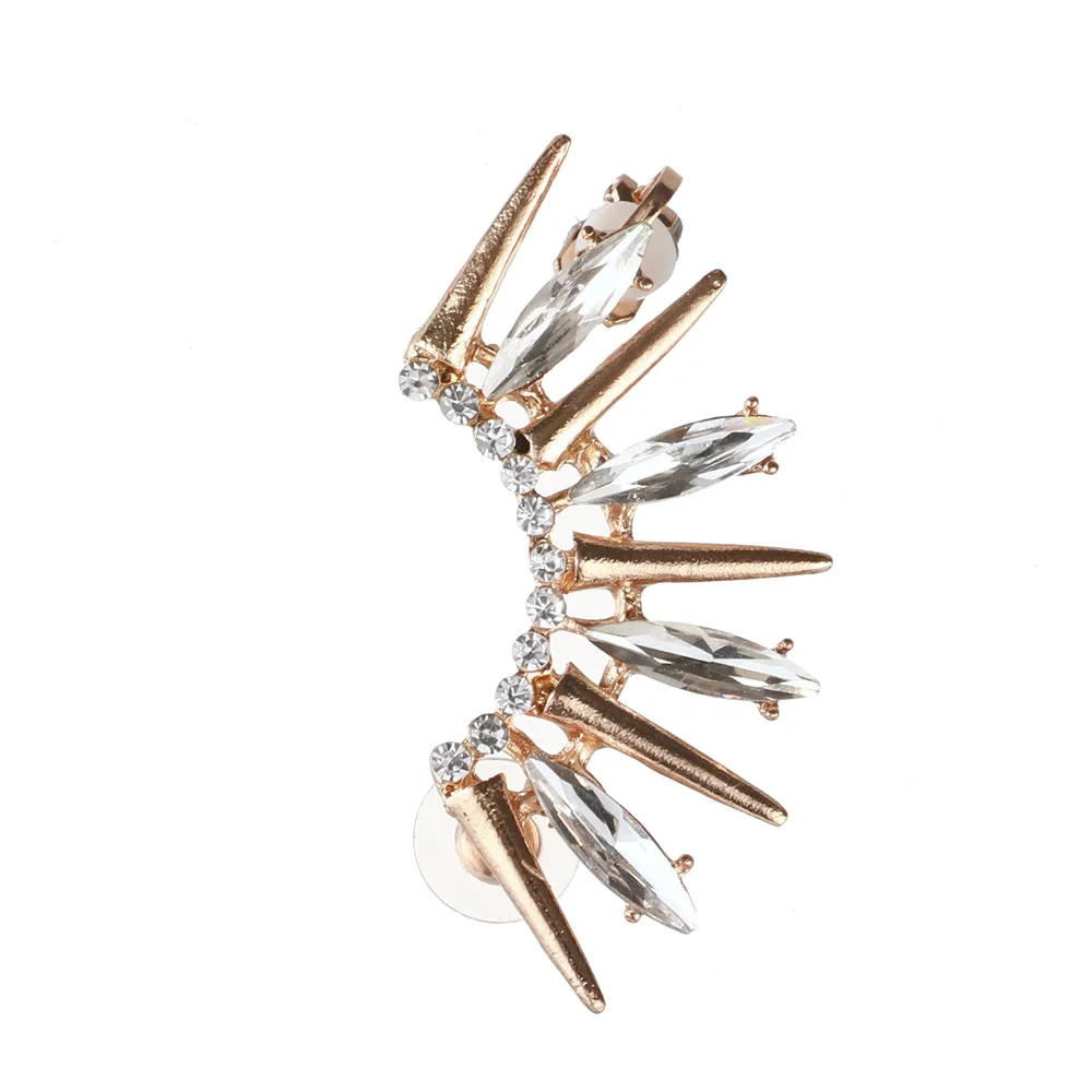 Cyrstal Earrings Punk Rivet Ear Cuff Clip Inlaid Rhinestones Alloy Earcuffs Gothic Party Jewelry Clip Earrings Fashion