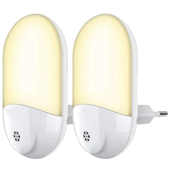 

LED Night Light, Plug in Wall with Smart Dusk to Dawn Photocell Sensor, Automatic On/Off Warm White Lamps US Plug