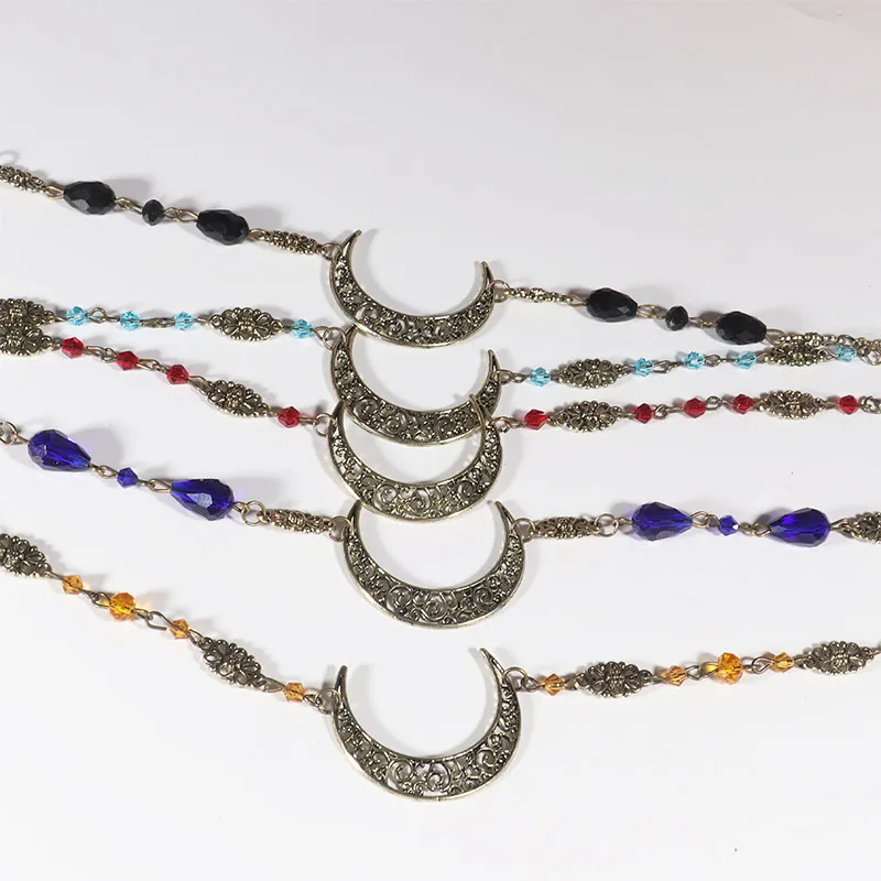 Vintage Moon Pattern Women Head Chain Beads Hair Jewelry Party Wedding Headband Crown Pince Cheveux Femme hair accessory jewelry accessories hair headdress bridal headwear hair band crown