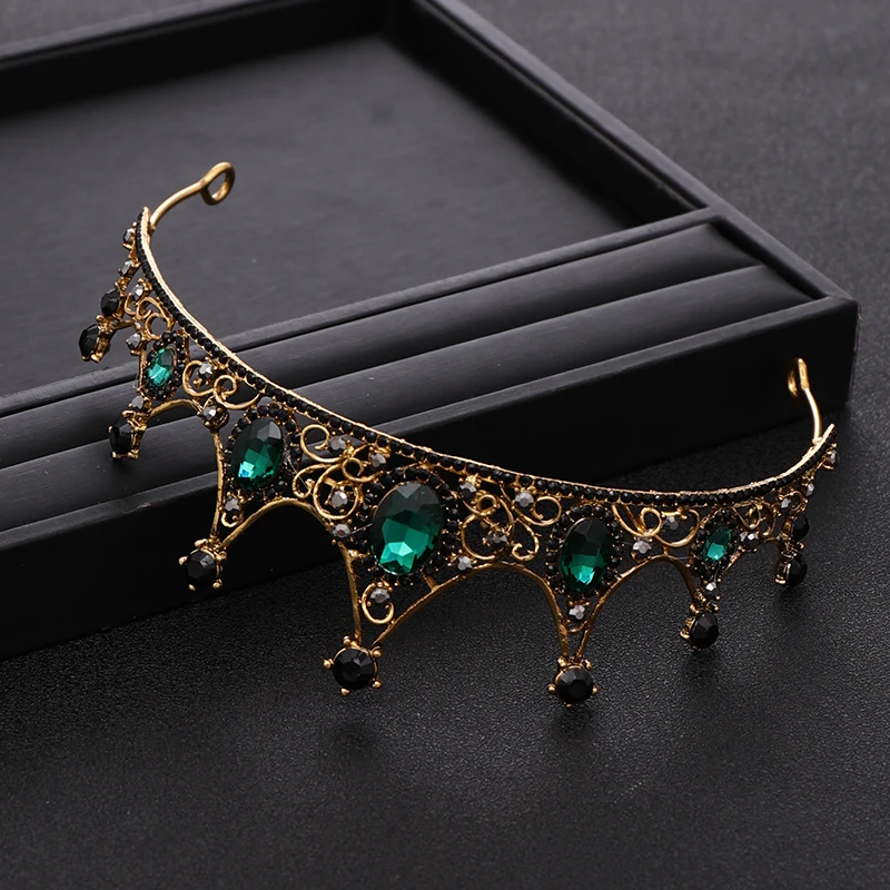 Vintage Green Rhinestones Crystal Wedding Crown Bridal Tiara Headpiece Jewelry Hair Ornament jewelry accessories jewelry set hair accessory hair headdress bridal headwear hair band crown