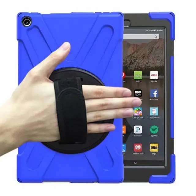 Для Amazon Kindle Fire/Kindle Fire HD 10 чехол противоударный против падения силиконовый PC Стенд кожаный чехол Funda с ремешком креплением на руку и надписью «/аксельбант+ подставка для ручек