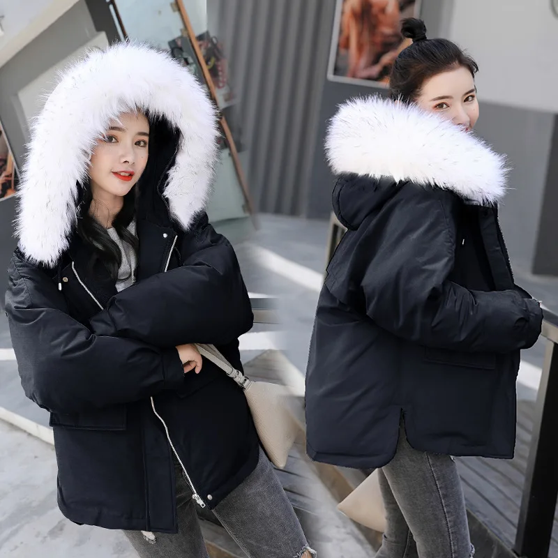 

Short down Jacket Cotton-padded Clothes Women's Korean-style 2018 New Style Winter Large Fur Collar Loose-Fit Thick Fashion Shor