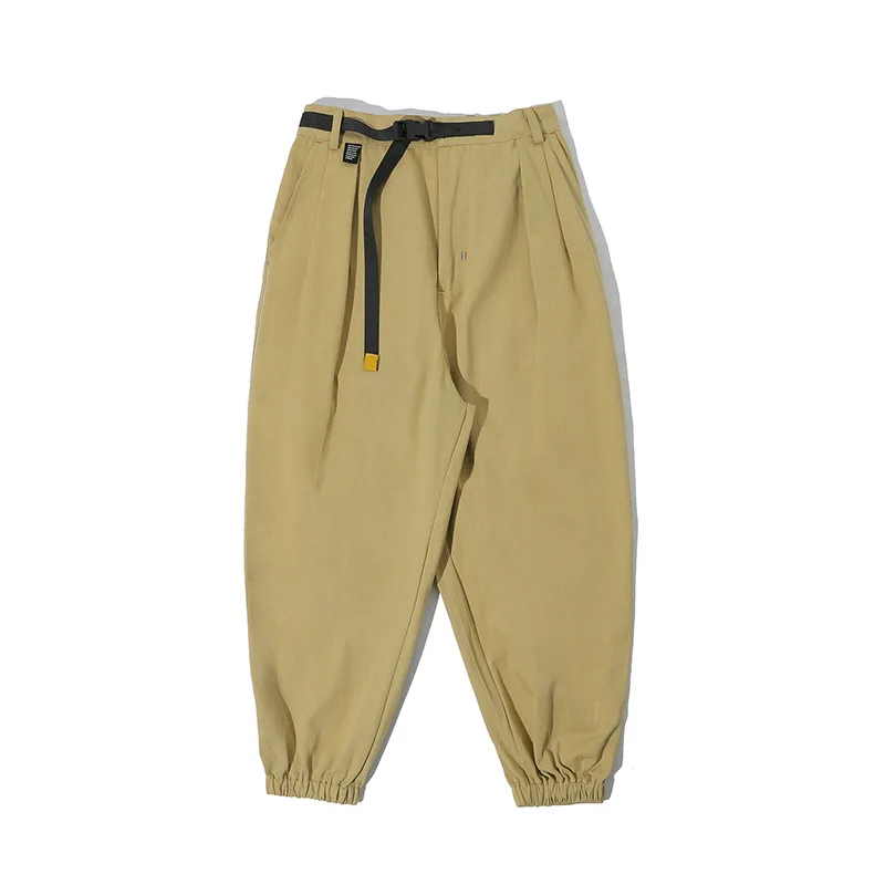 Японский стиль, Брендовые широкие брюки с поясом, мужские повседневные брюки, брюки до щиколотки, мужские брюки-карго, Осенние