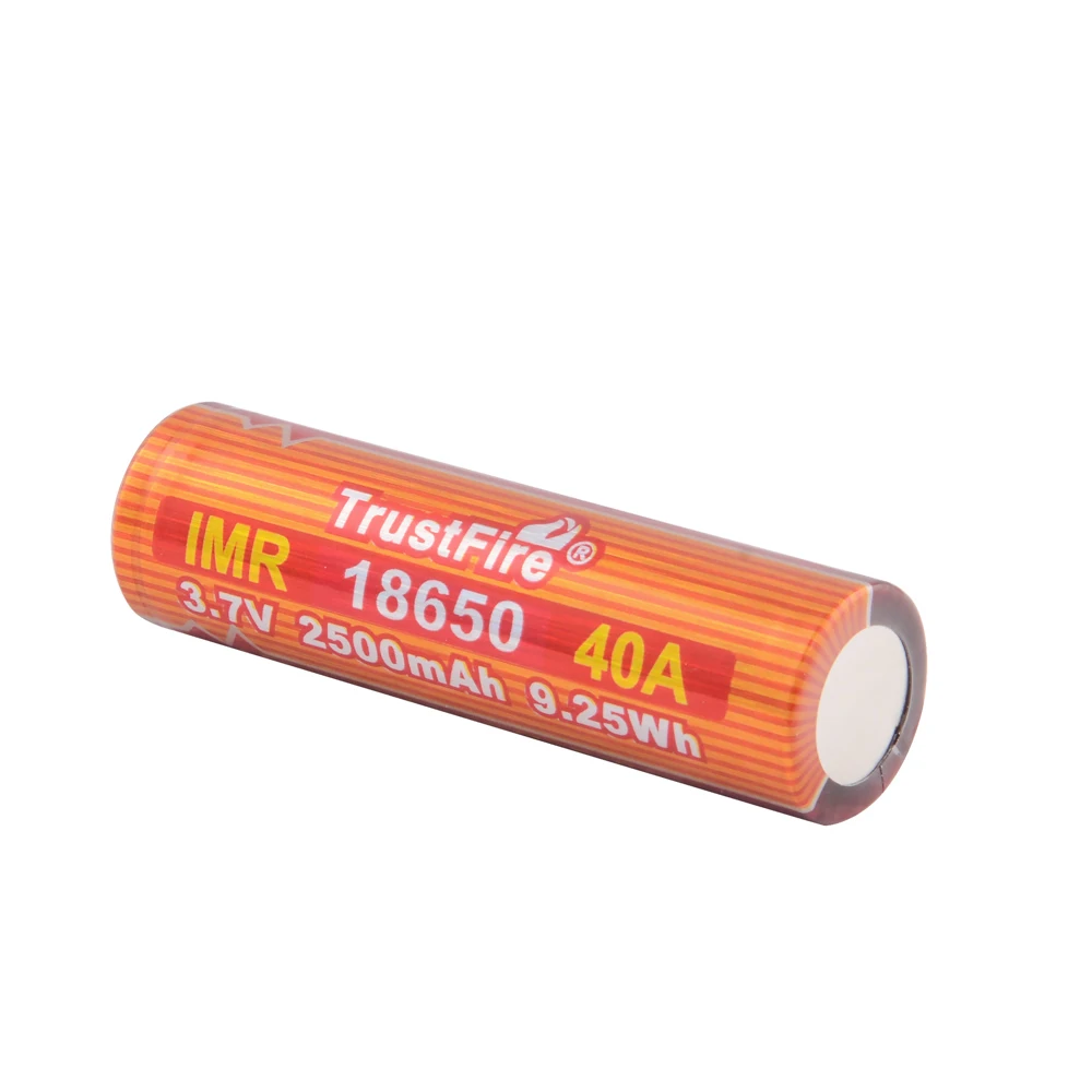 TrustFire IMR 18650 40A 3 7 V 2500mAh 9.25Wh перезаряжаемая литий ионная батарея литиевые батареи с