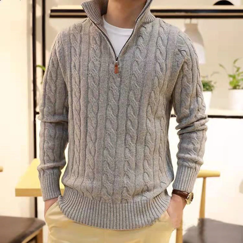 winter sweater for men Autumn Winter Wool Blend High Quality Men Half Zipper Sweater Jumper Pull Homme Hiver Pullover Knitted Small Horse And Wheat best sweaters for men Sweaters