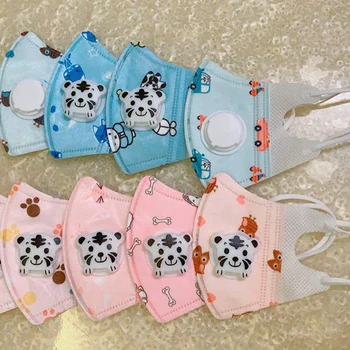 

5Pc Children Cartoon Mouth Mask pad Kids Breath Valve Breathable Baby Mask Anti Dust Mouth-Muffle Respirator Face Masks