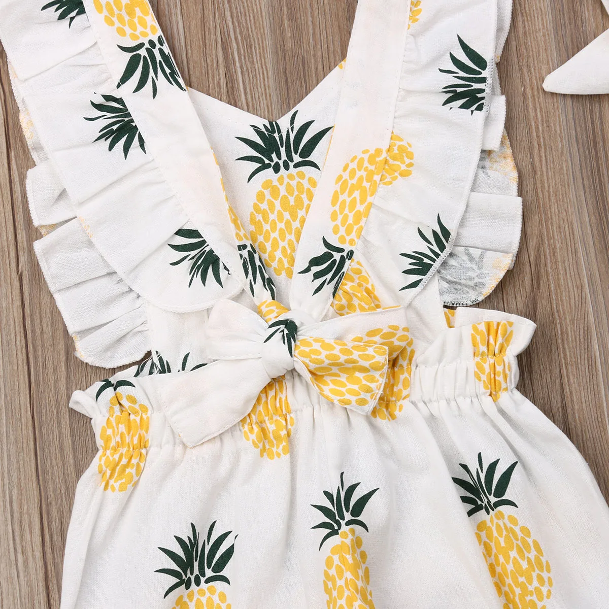 New Baby Girls Clothes Newborn Jumpsuits Toddler Sleeveless Ruffle Pineapple Printed Romper Headband Infant Outfits Clothing Baby Clothing Set for girl