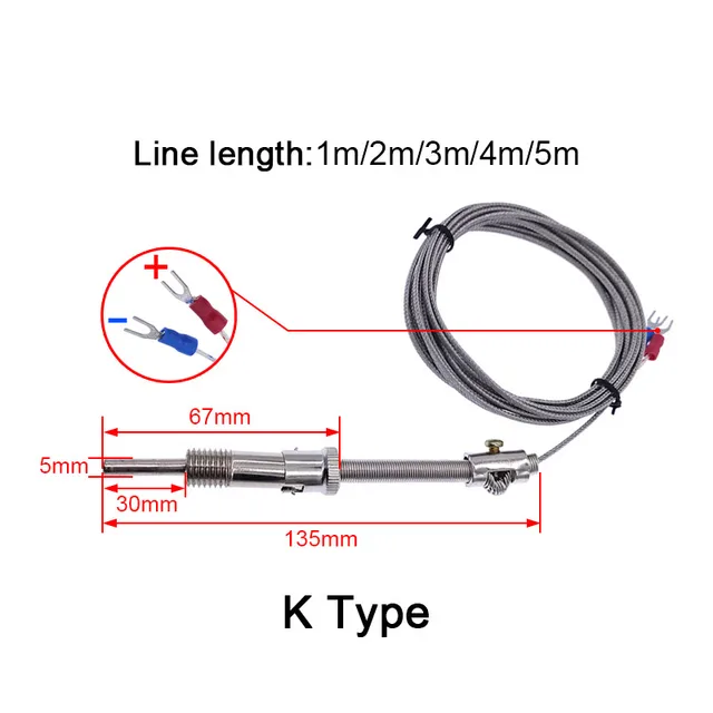 Sensore Temperatura Termocoppia Tipo K | Sonda M8 | 0-400°C | Cavo 1m - Foto 7