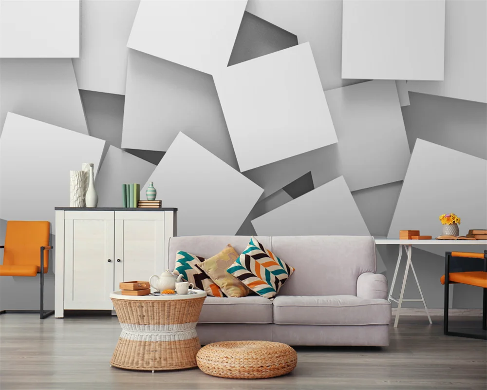 

beibehang Customized modern minimalist retro 3D block space extension mural background wallpaper papel de parede papier peint