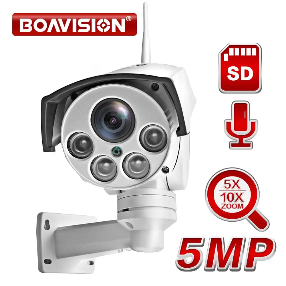 

HD 5MP Wifi PTZ IP Camera Wireless 5X 10X Optical Zoom Bullet ONVIF Audio CCTV Security Cameras Outdoor IR 50M P2P CamHi