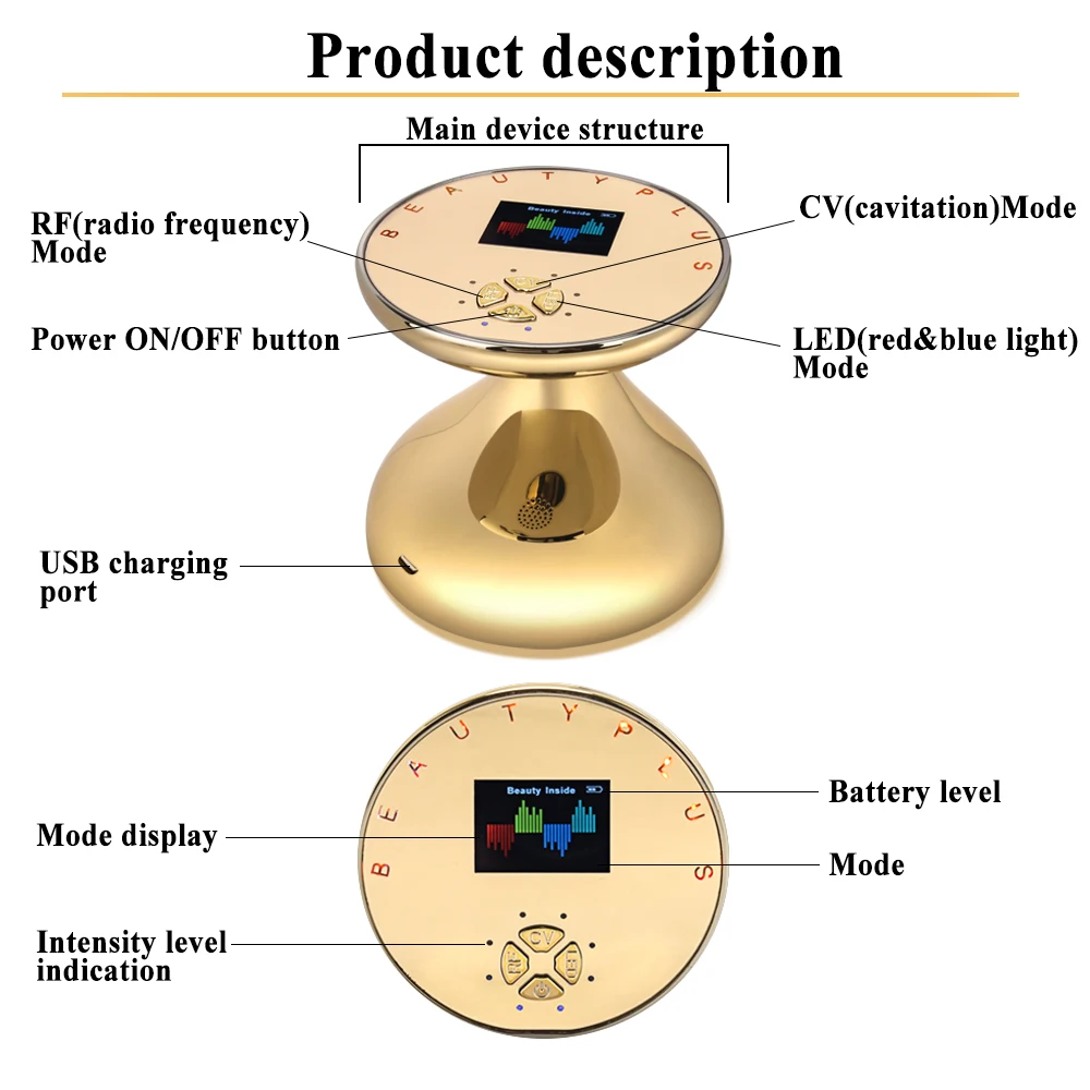Beauty Star 3D RF Ultrasound Cavitation Body Slimming Massager LED Photon Anti Cellulite Radio Frequency Skin Lifting Machine