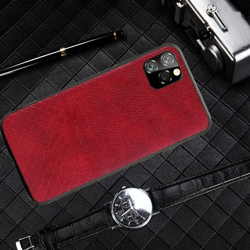 Slim Leather Vintage Shock-proof Case Cover for iPhone 11 Pro Max 6.5 Inch Luxury Hard Matte Cover Business Style Phone Cases