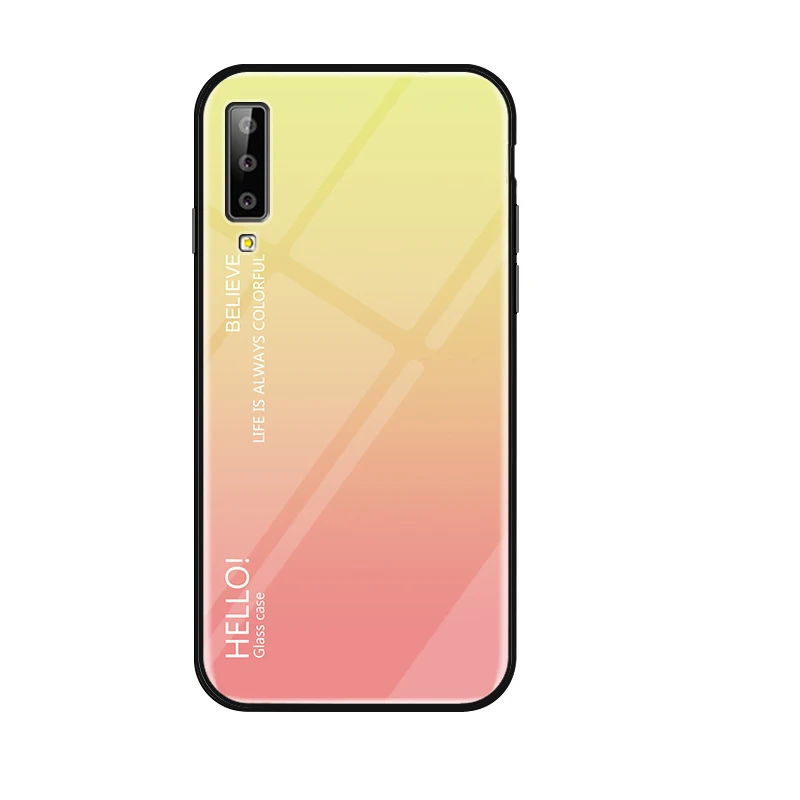 Yellow Y1 Чехол для samsung A7 A9 A6s A6 A8 плюс градиент закаленное Стекло чехол для Galaxy J6 J4 Plus J8 J2 Pro J3 J5 J7 Prime - Цвет: Yellow Y1