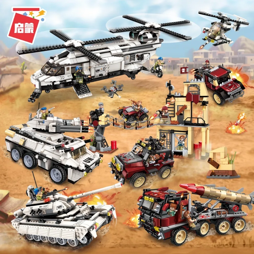 Развивающие военные строительные блоки Игрушечная модель вертолет Chinook