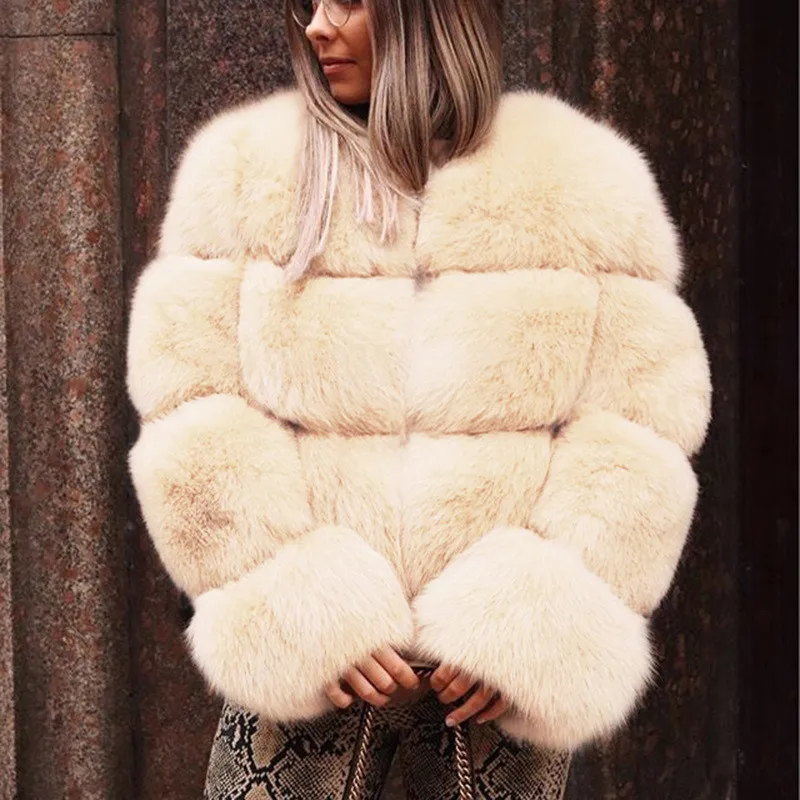 LANISEN Women Fleece Jackets Fuzzy Zip up Faux Fur Coat Outwear