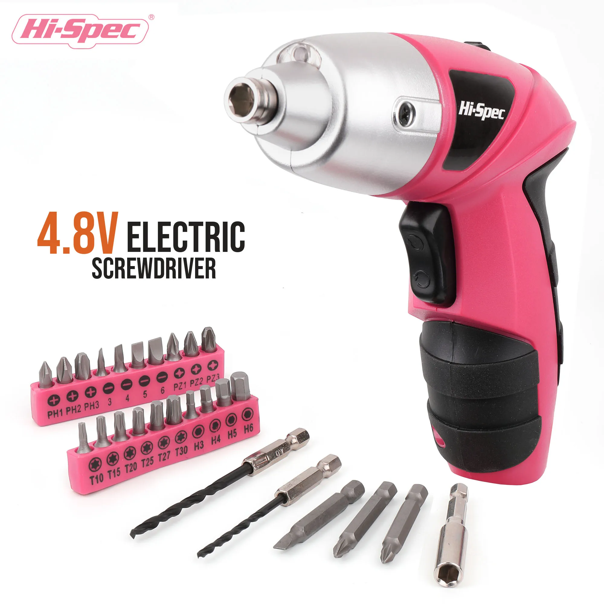 Hi-Spec Pink 4.8V Cordless Electric Screwdriver Wireless Cordless Drill Driver Battery Screwdriver Gun Power Tool with LED Light lenovo thinkplus xt62 tws earphone bluetooth 5 3 noise reduction 300mah battery pink