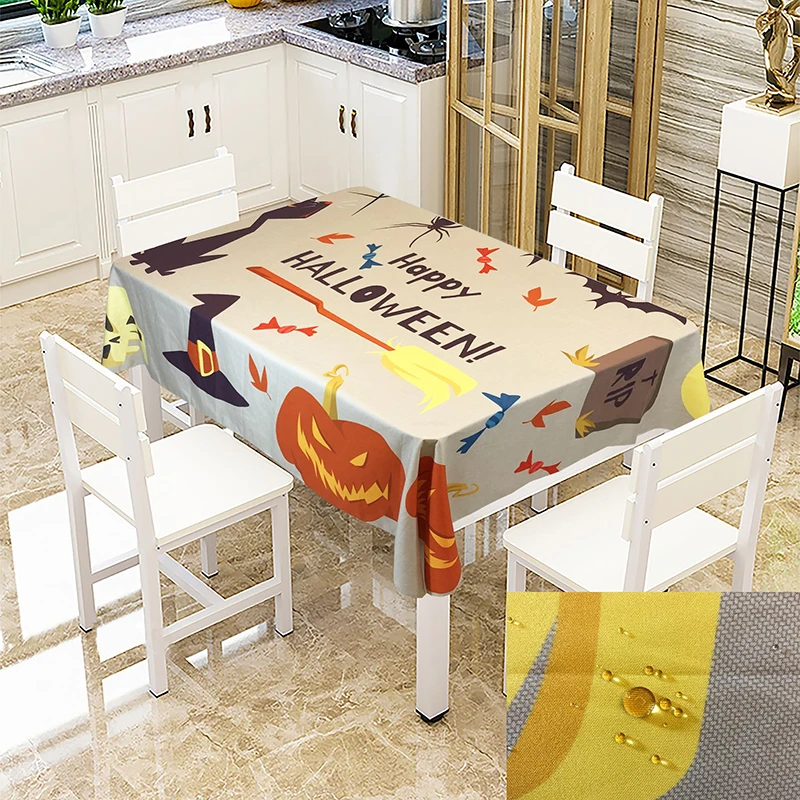

Simanfei Halloween Pumpkin Table Cloth Waterproof Oil-proof Creative Printing Table Cover Home Party Decoration Tablecloth