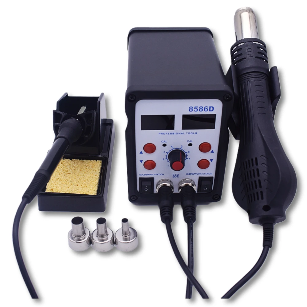 220V 8586 700W 2 in 1 SMD Rework Soldering Station Hot Air Gun + Solder Iron
