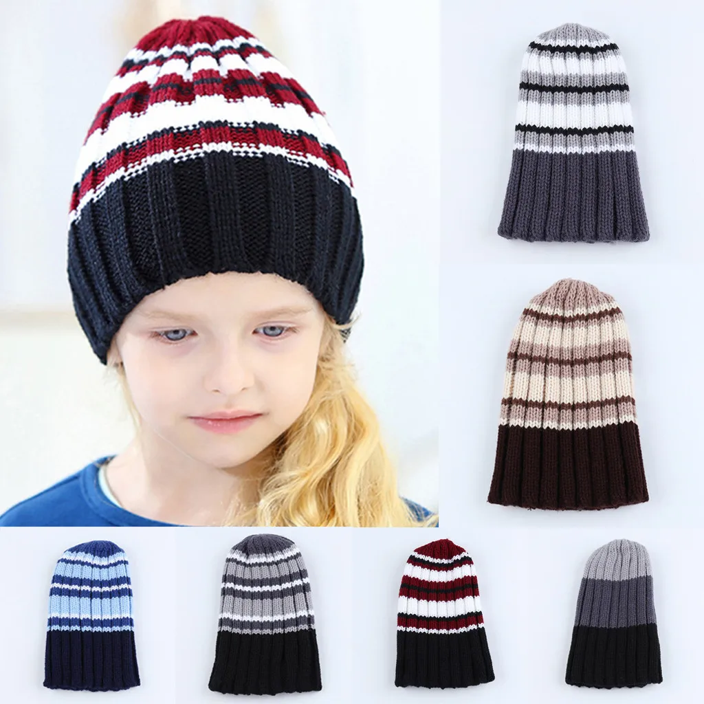 Winter Warm Hat Christmas Hat Children Unisex Keep Warm Winter Casual Knitted Hat Hemming Hat Ski Hat W1121