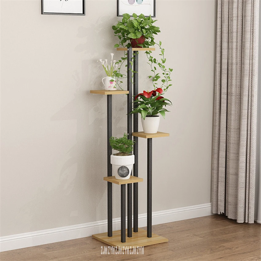 black rack walnut ZD14-Tier деревянная полка для растений из перголы, ДСП, стальная рама, напольная полка из дерева, цветочный стеллаж для гостиной, балкона, держатель для цветочного горшка - Цвет: black rack walnut