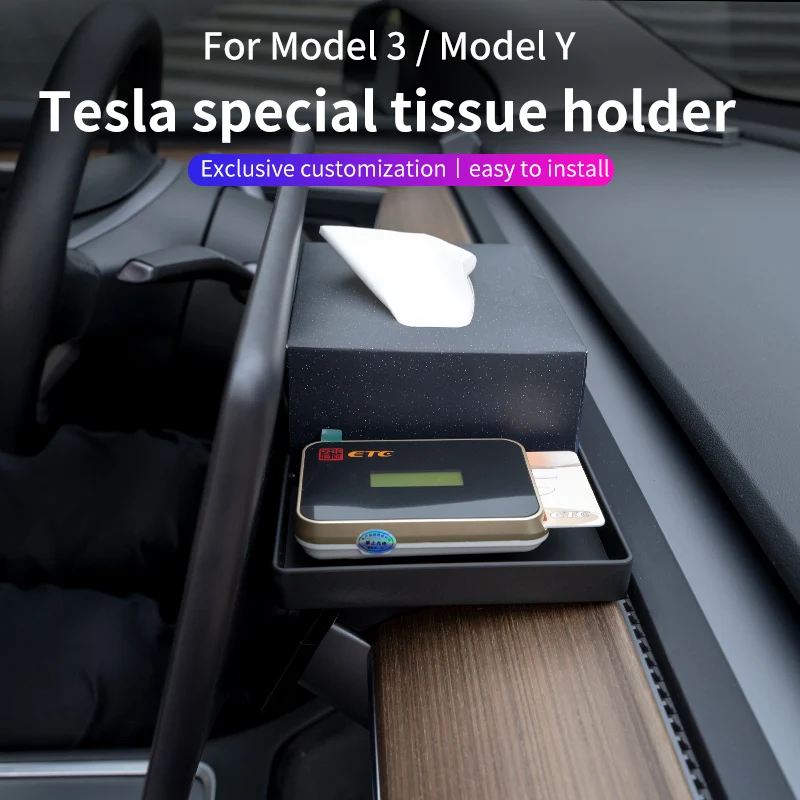 Car tissue holder For Tesla model 3 2019-2021 2022 2023/model y Navigate  screen hidden tissue box ETC/Hi-pass bracket holder - AliExpress