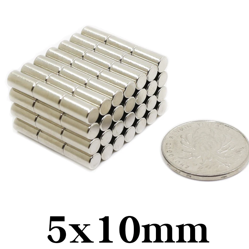 

50/100/200pcs 5x10 mm Cylinder Neodymium Magnet 5*10mm NdFeB Rare Earth Strong Bar N35 Magnets Imanes Magnetic Super Powerful