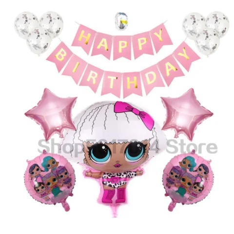 Pink combination-3 С Днем Рождения большой сюрприз Кукла форма шары 18 дюймов звезда куклы для ребенка душ украшения для девочек шар Декор globos - Цвет: Pink combination-3
