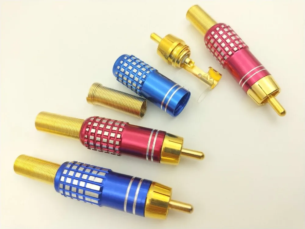 100 pcs high quality Gold RCA Male Plug Solder Audio Video Adapter Connectors New