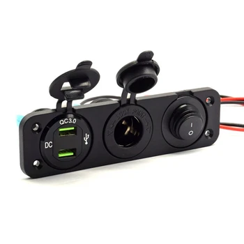 

1PCS Car Marine Boat Switch Panel 5V Dual USB Car Charger Lighter 12V LED Voltmeter ON-Off Toggle Switch Panel