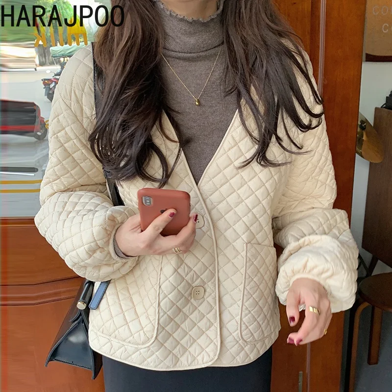 Женские парки Harajpoo новинка сезона осень-зима 2021 белый модный винтажный короткий