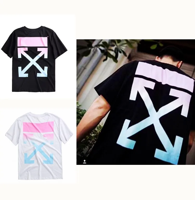 

2019 Spring And Summer Trend of Fashion off Ow White Series se yun Color New Style Qualified Men And Women Short Sleeve T-shirt