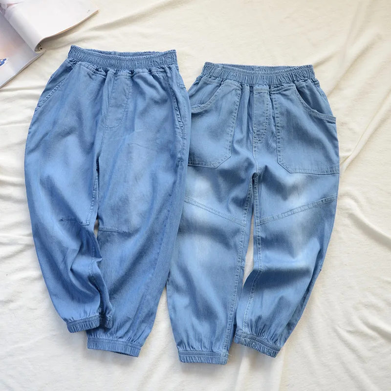 Summer New Products Children Korean-style Casual Tencel Cotton Trousers Men And Women Children Fashion Stretch Trousers
