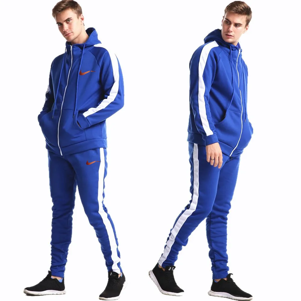 18 Men's sportswear new men's casual wear thickening printing suit men's hooded sweater Wei pants sports suit - Цвет: 18
