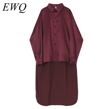 

EWQ 2020 New Spring Men Long Sleeve Patchwork Shirt Vintage Casual Loose Slim Solid Turn-down Collar Blouse Male Shirt HD635