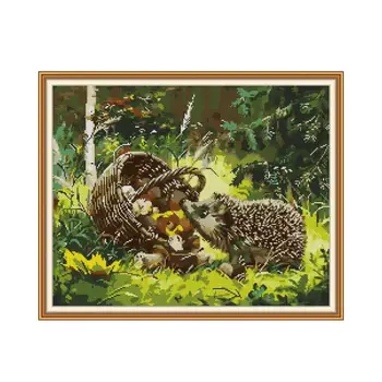 

Little Hedgehog Cross Stitch Patterns 14CT 11CT Counted Printed Canvas Chinese Cross-stitch DIY Handmade Embroidery Kits